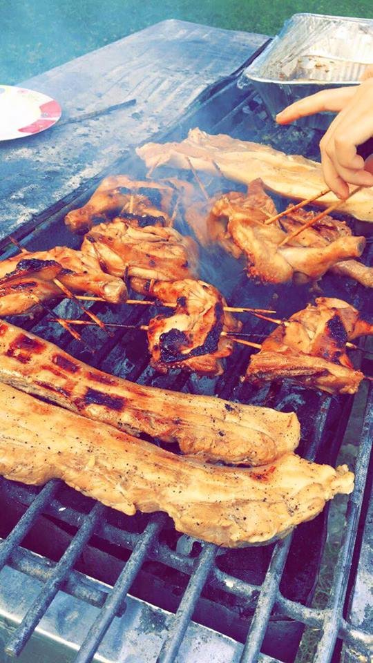 grilling pork and chicken