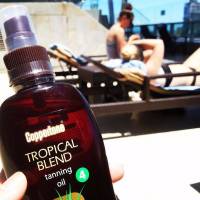 just putting on some #tropicalblend, #tanningoil