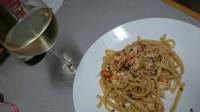 grilled teriyaki tanigue x stir fried vegetarian rice noodles x spicy cajun shrimp