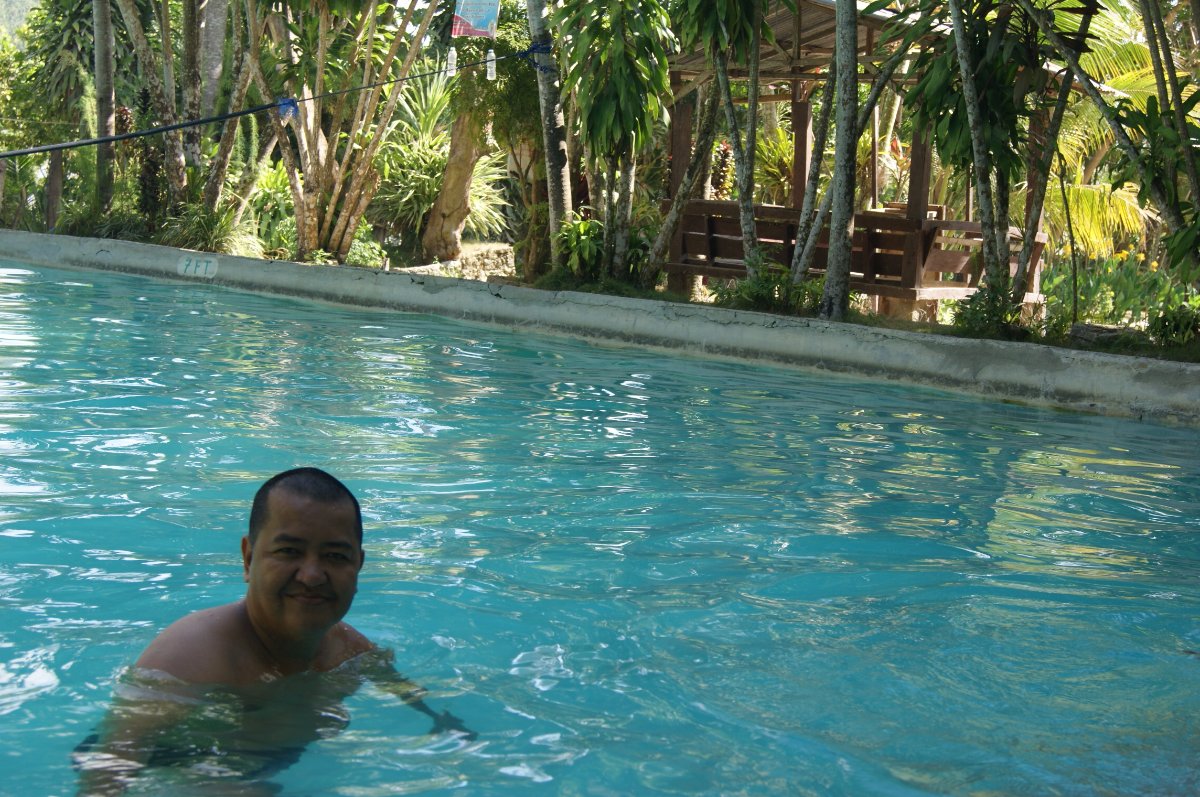 dad, spring, pool, smile