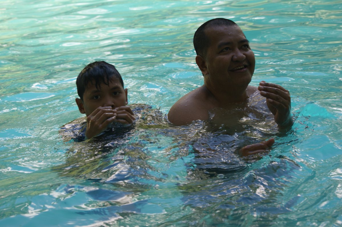 pool, dad, bro