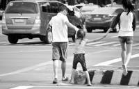 Childrens crossing the street,  street photo