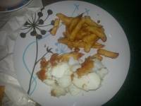 Fish and Chips night, enjoying the food and karaoke as well
