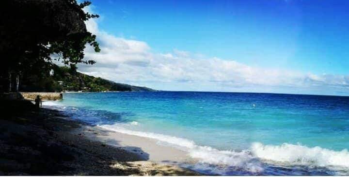 All is blue for a time, Where the sky meets the sea. 