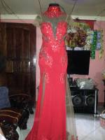Long gown pageant show fashion red gown met gala theme