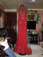 Long gown pageant show fashion red gown met gala theme
