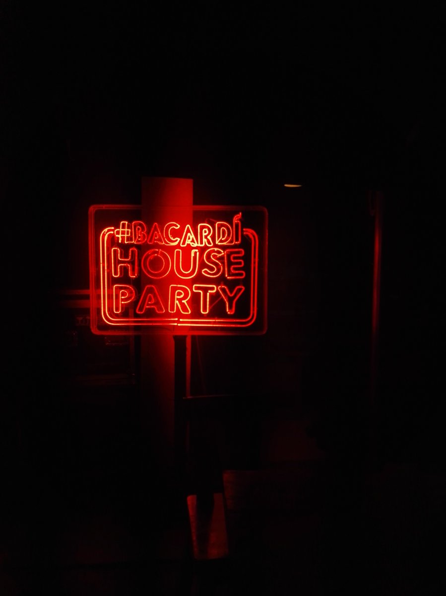 Bacardi house party sign