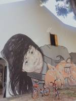 singapore, vacation, painting, mural, art, expression, bike, girl, artist
