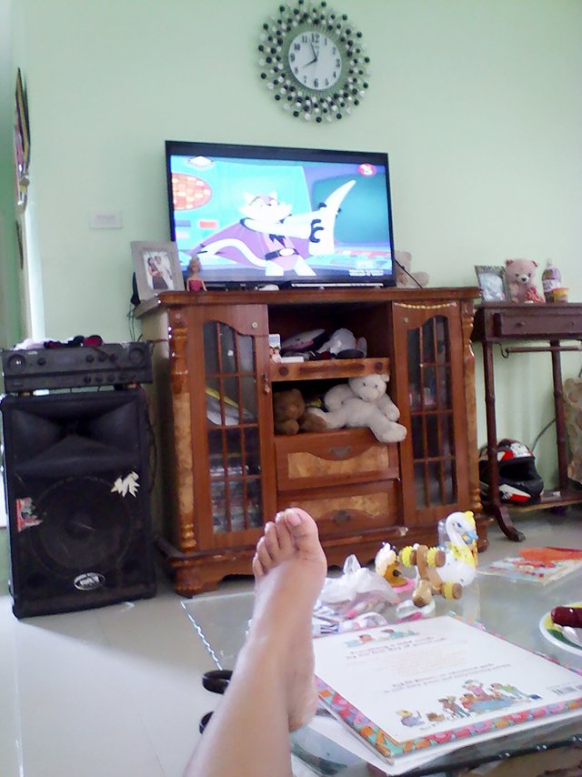 watching TV, alone, bored