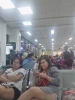 Waiting for our flight