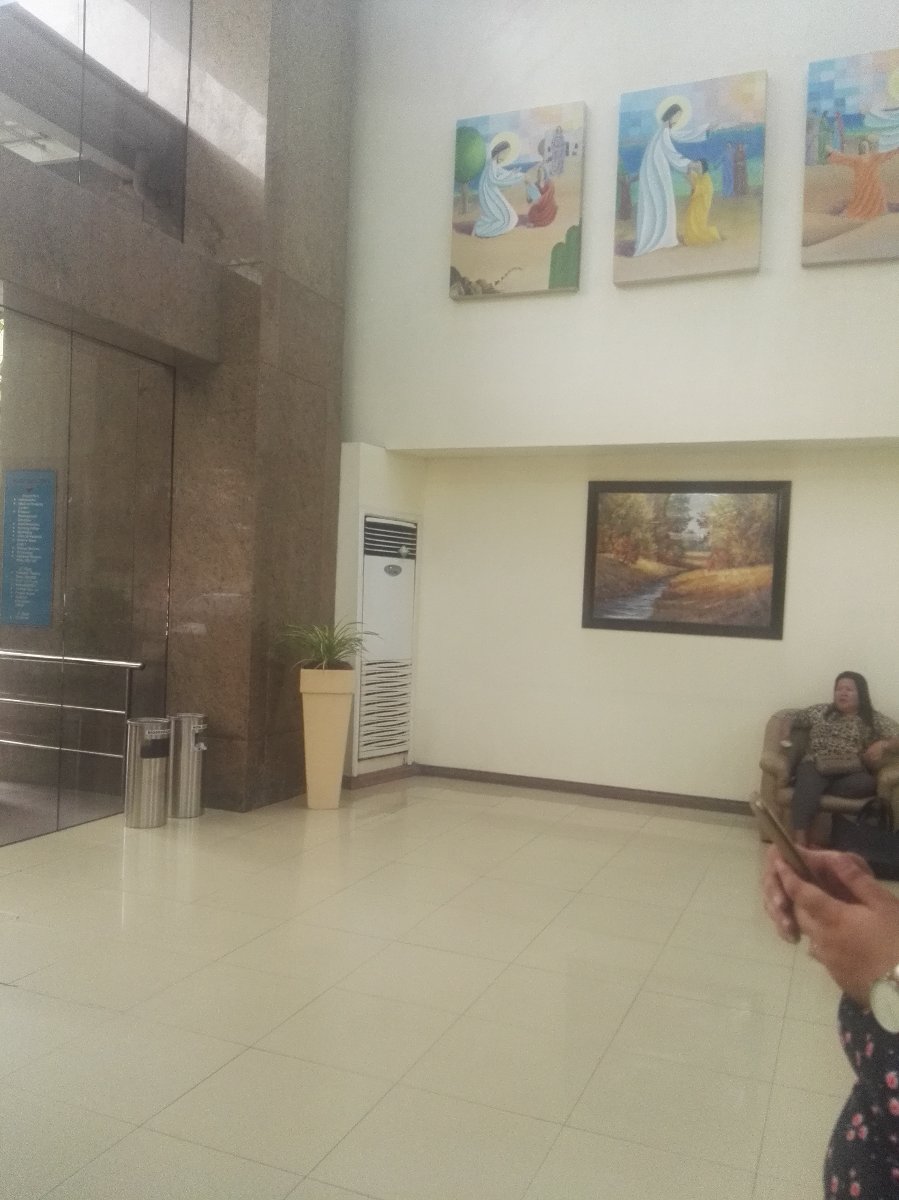 At the hospital lobby