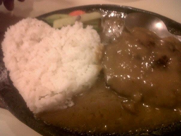 Heart shape, rice, steak
