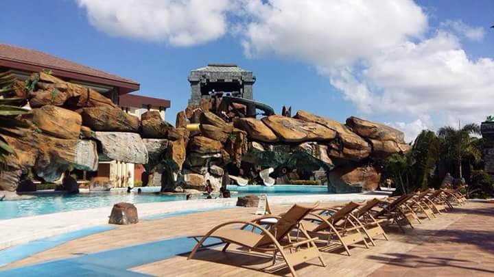 With the pool and the sky