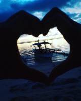 sunrise, boat, sea, heart