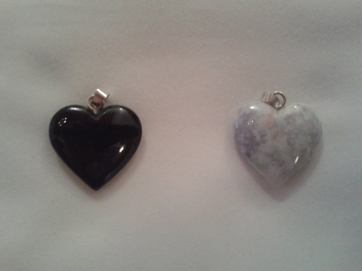 black jade and lilac jade hearts from guatemala