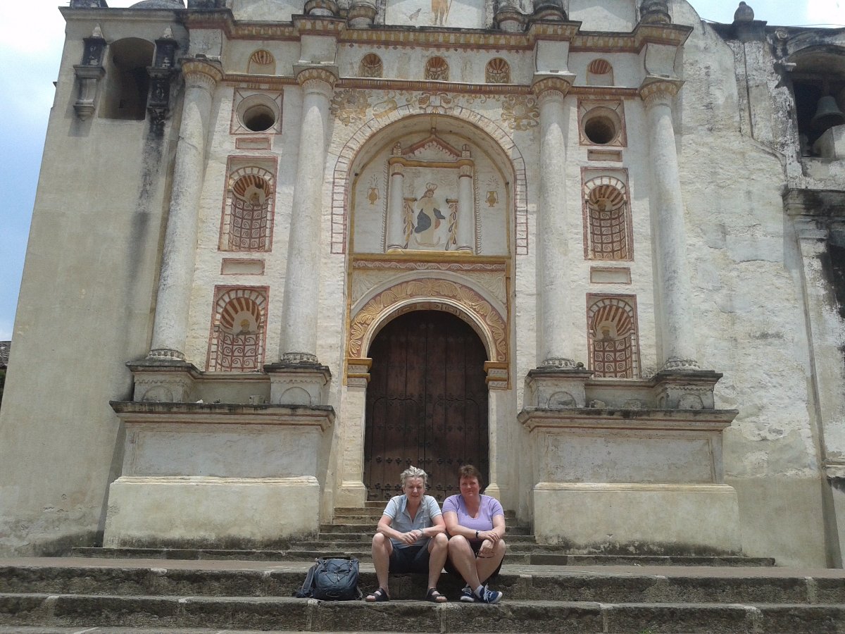 karen  jackie outside the church, guatemala