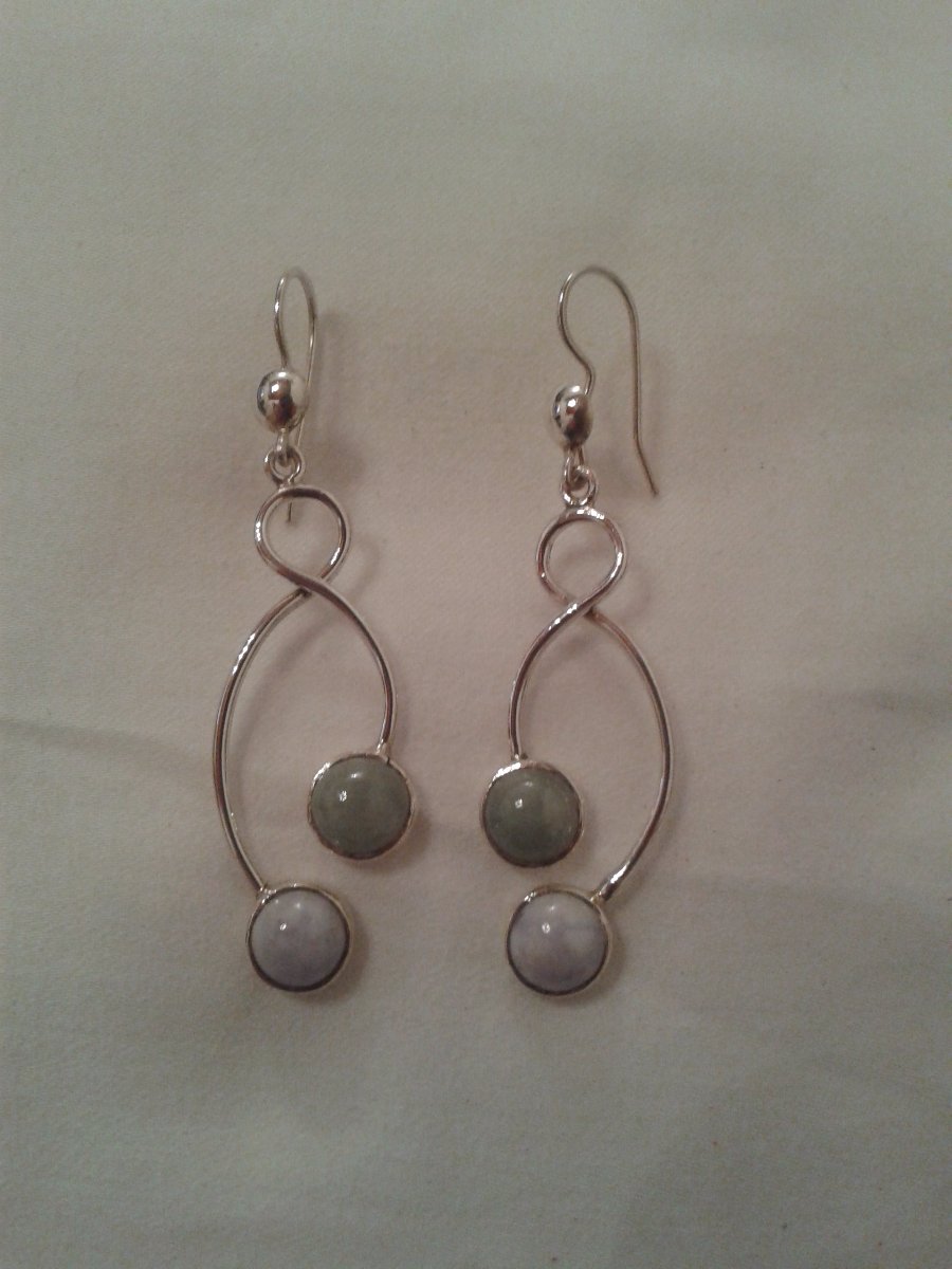 lilac and green jade earrings from guatemala