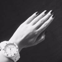 Manicure, hand, black, white, watch, time, black and white, hand, person