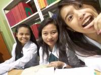 At library with friends